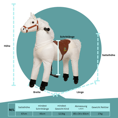 Lenkbares Reittier - Pferd Snowy - neues 2025er Modell!